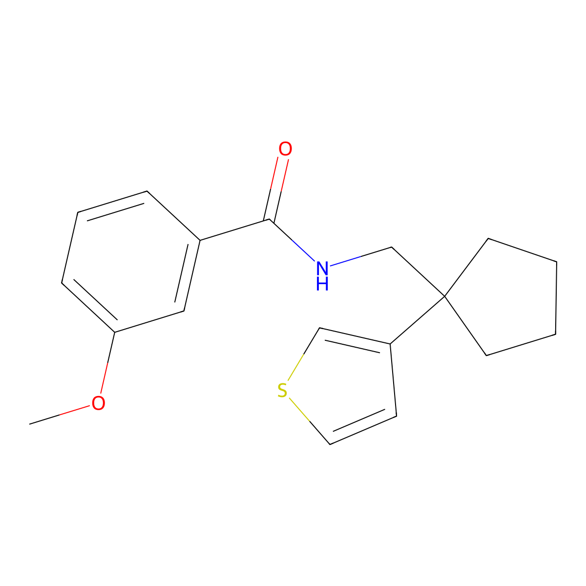 3-methoxy-N-((1-(thiophen-3-yl)cyclopentyl)methyl)benzamide molecular structure, CAS 2034574-74-6