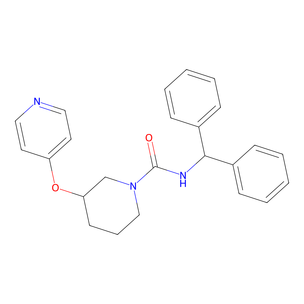 N-benzhydryl-3-(pyridin-4-yloxy)piperidine-1-carboxamide molecular structure, CAS 2034574-79-1