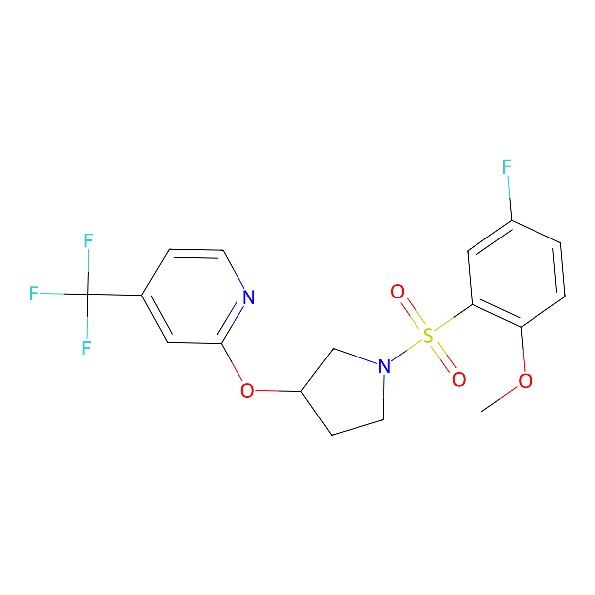 2-((1-((5-Fluoro-2-methoxyphenyl)sulfonyl)pyrrolidin-3-yl)oxy)-4-(trifluoromethyl)pyridine molecular structure, CAS 2034574-80-4