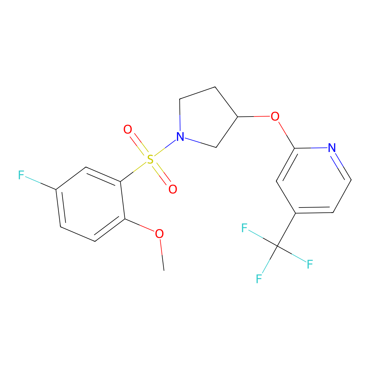 2-((1-((5-Fluoro-2-methoxyphenyl)sulfonyl)pyrrolidin-3-yl)oxy)-4-(trifluoromethyl)pyridine molecular structure, CAS 2034574-80-4