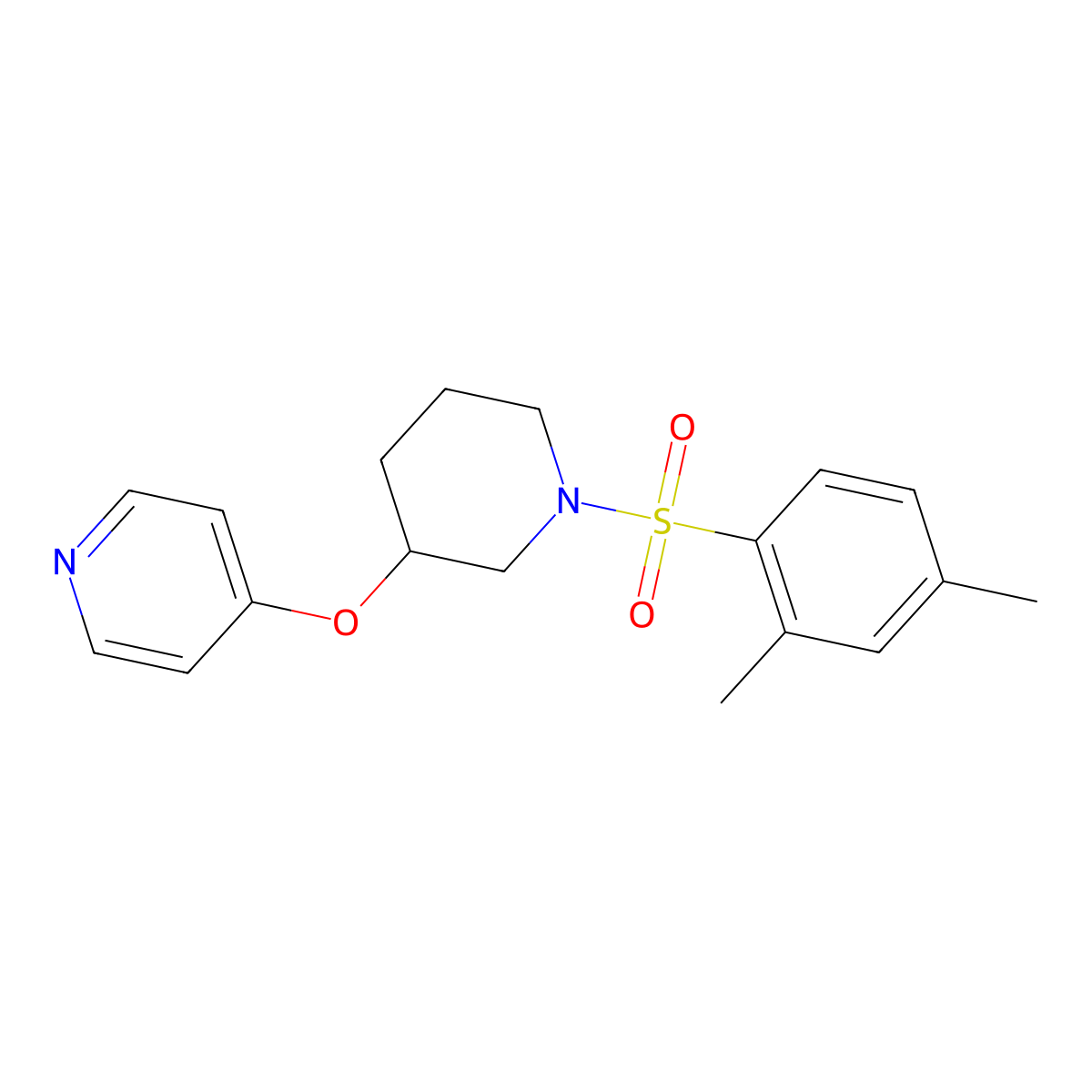 4-((1-((2,4-Dimethylphenyl)sulfonyl)piperidin-3-yl)oxy)pyridine molecular structure, CAS 2034574-84-8