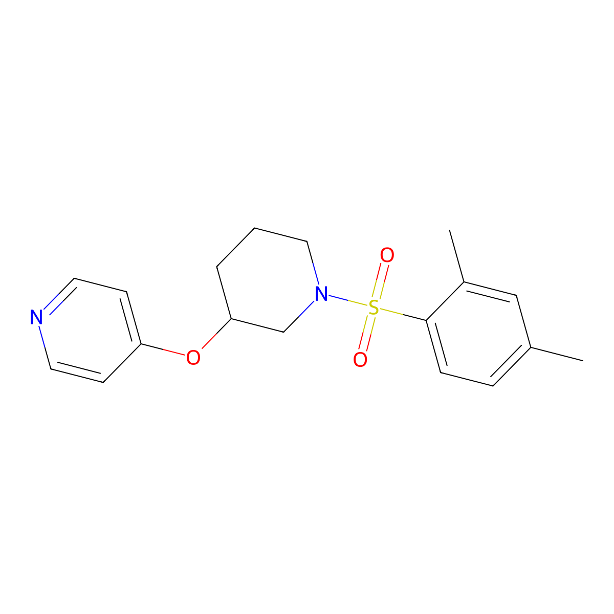 4-((1-((2,4-Dimethylphenyl)sulfonyl)piperidin-3-yl)oxy)pyridine molecular structure, CAS 2034574-84-8