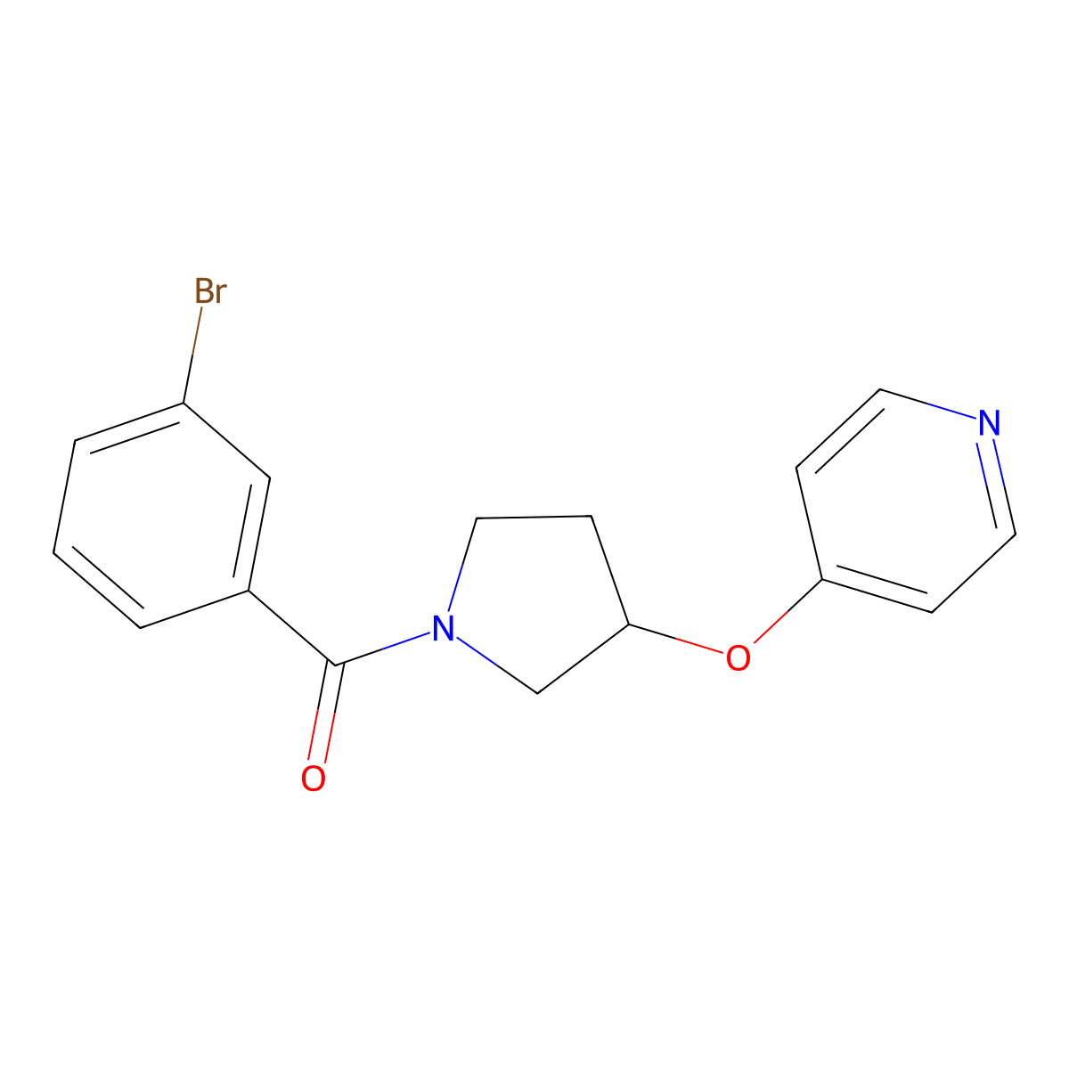 (3-Bromophenyl)(3-(pyridin-4-yloxy)pyrrolidin-1-yl)methanone molecular structure, CAS 2034574-87-1