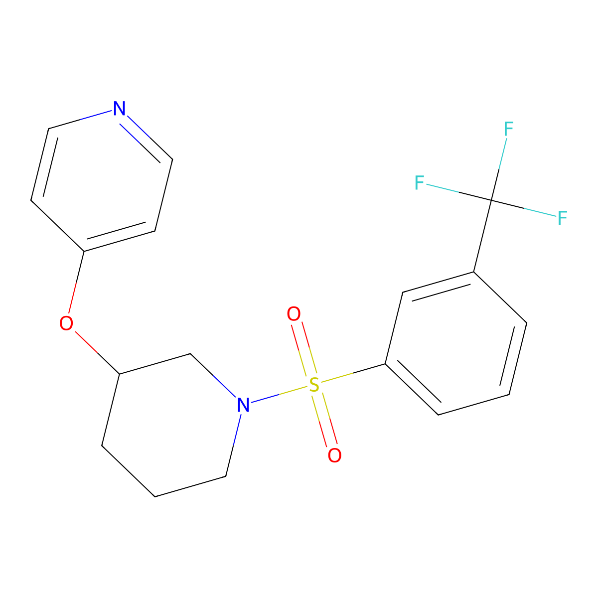 4-((1-((3-(Trifluoromethyl)phenyl)sulfonyl)piperidin-3-yl)oxy)pyridine molecular structure, CAS 2034574-88-2