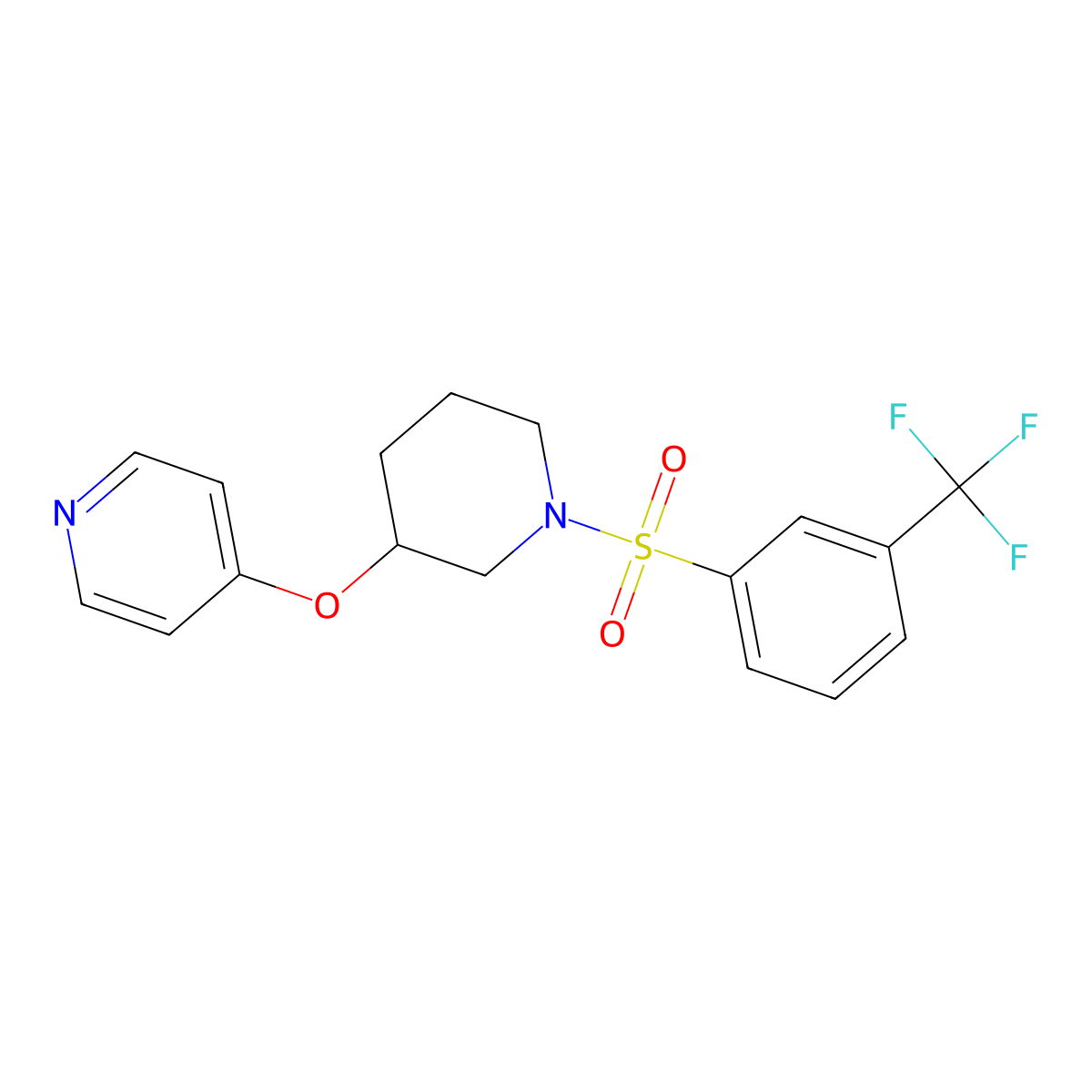 4-((1-((3-(Trifluoromethyl)phenyl)sulfonyl)piperidin-3-yl)oxy)pyridine molecular structure, CAS 2034574-88-2