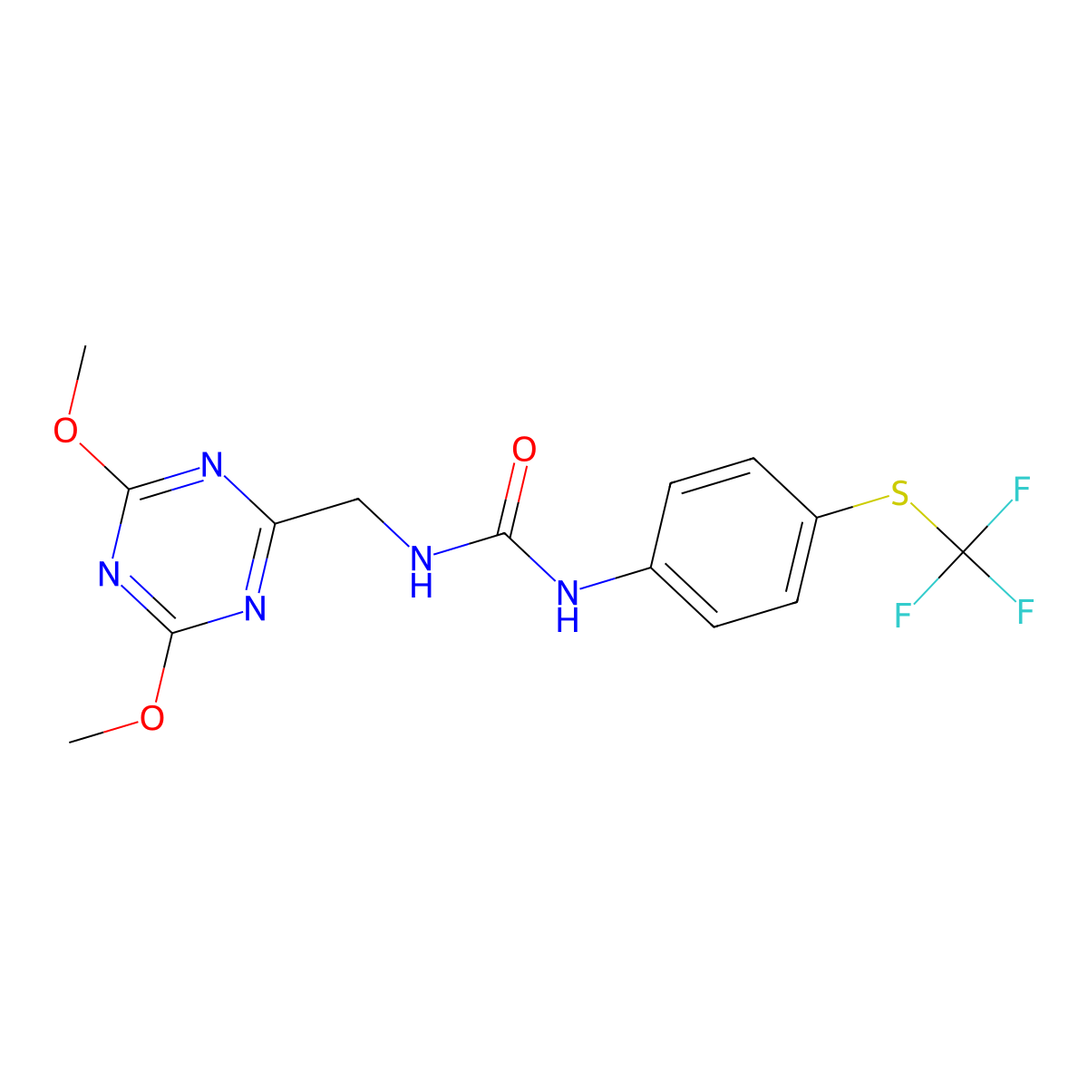 1-((4,6-Dimethoxy-1,3,5-triazin-2-yl)methyl)-3-(4-((trifluoromethyl)thio)phenyl)urea molecular structure, CAS 2034574-91-7