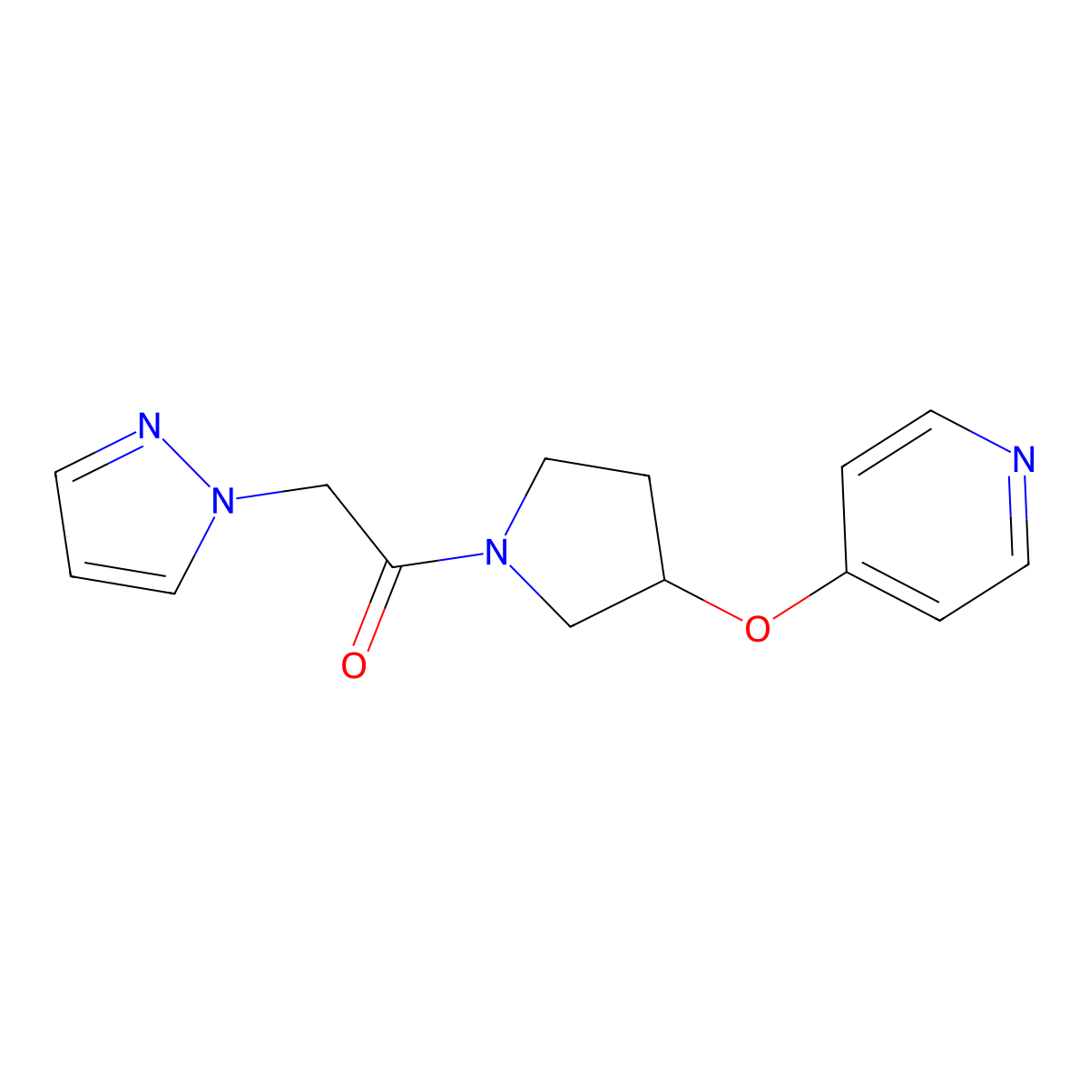 2-(1H-pyrazol-1-yl)-1-(3-(pyridin-4-yloxy)pyrrolidin-1-yl)ethanone molecular structure, CAS 2034574-93-9
