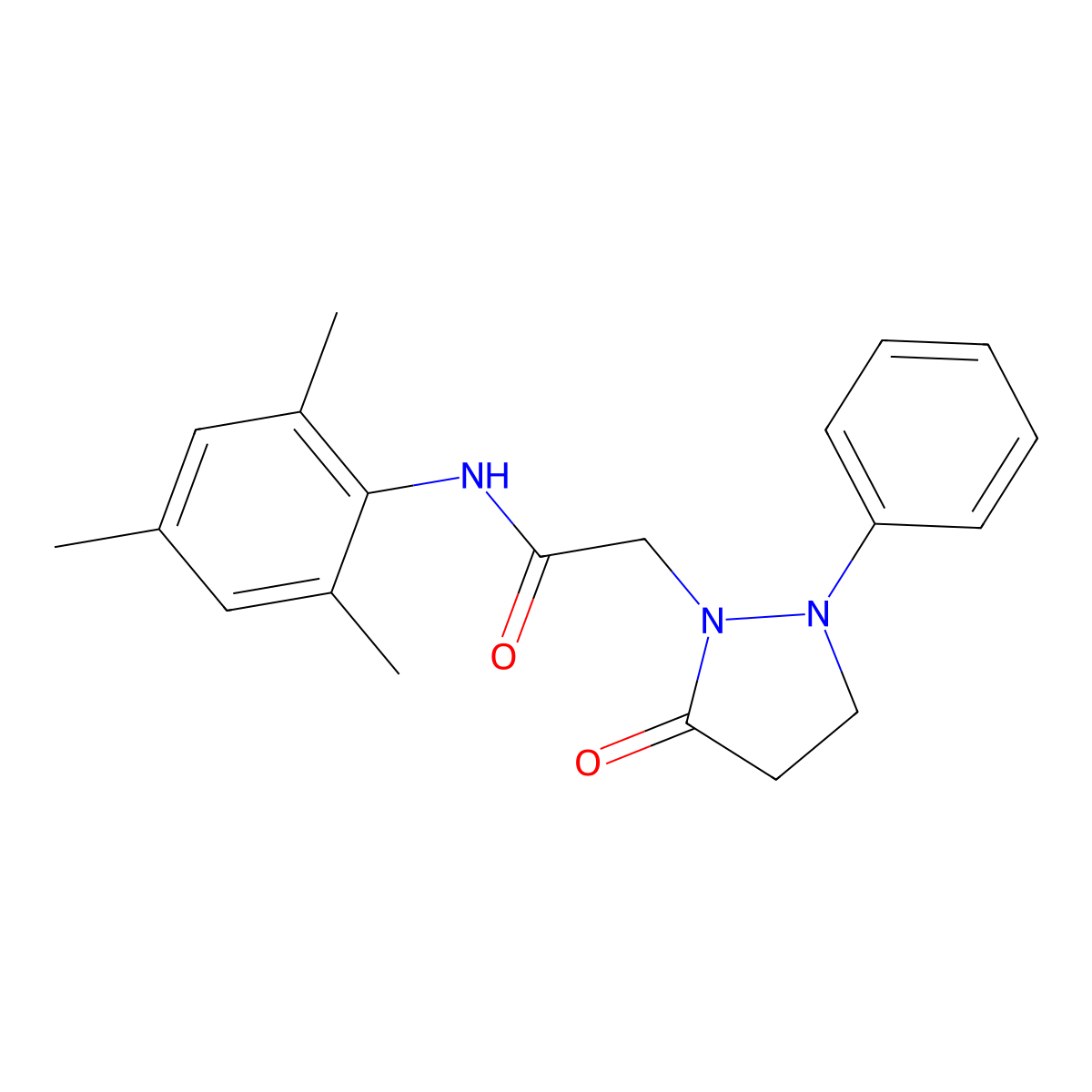 N-mesityl-2-(5-oxo-2-phenylpyrazolidin-1-yl)acetamide molecular structure, CAS 2034574-95-1