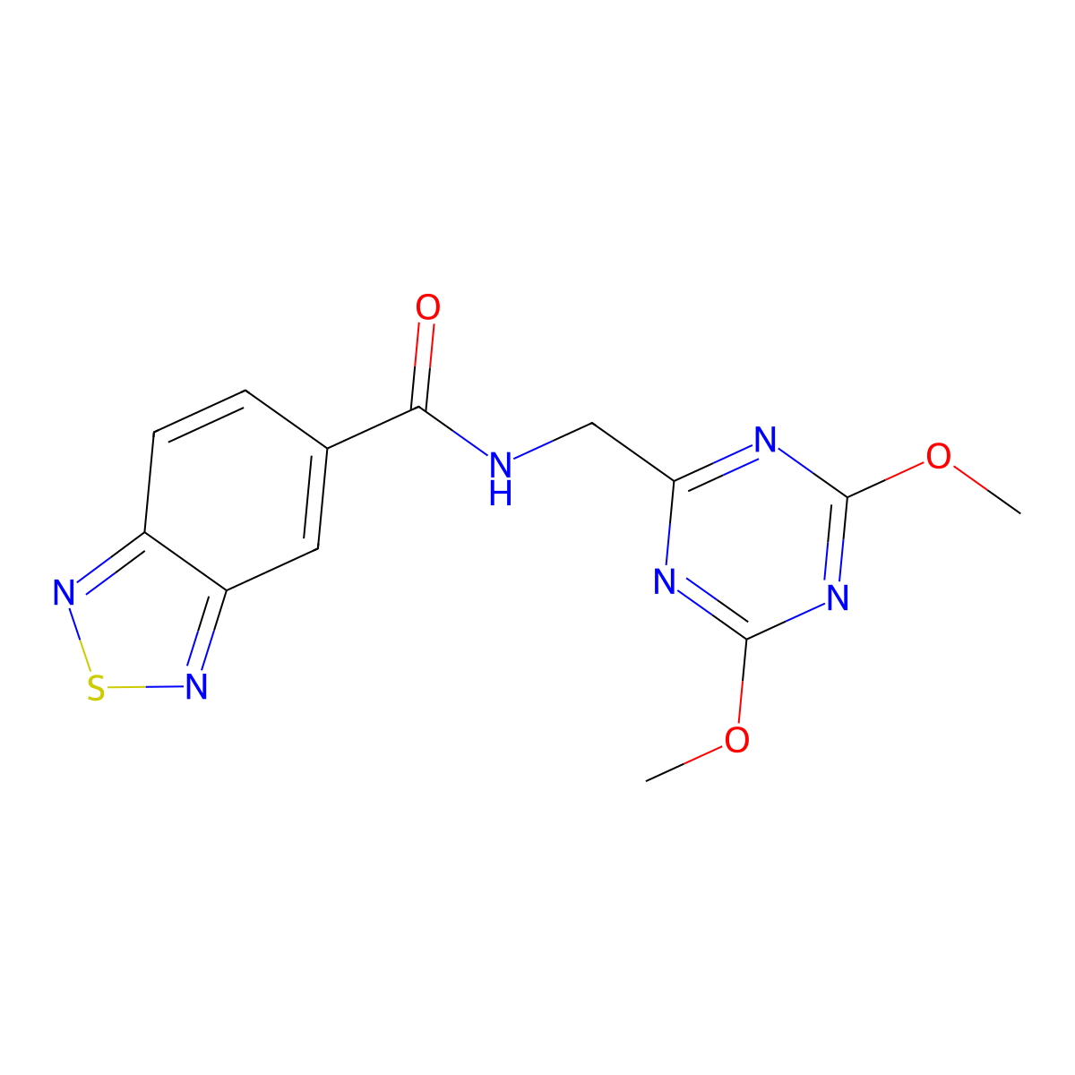 N-[(4,6-dimethoxy-1,3,5-triazin-2-yl)methyl]-2,1,3-benzothiadiazole-5-carboxamide molecular structure, CAS 2034574-98-4