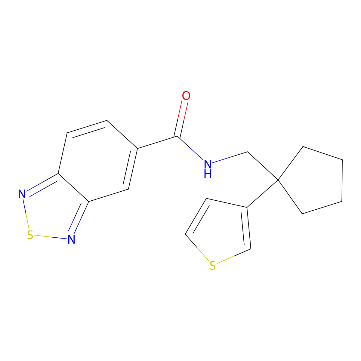 N-((1-(thiophen-3-yl)cyclopentyl)methyl)benzo[c][1,2,5]thiadiazole-5-carboxamide molecular structure, CAS 2034575-02-3