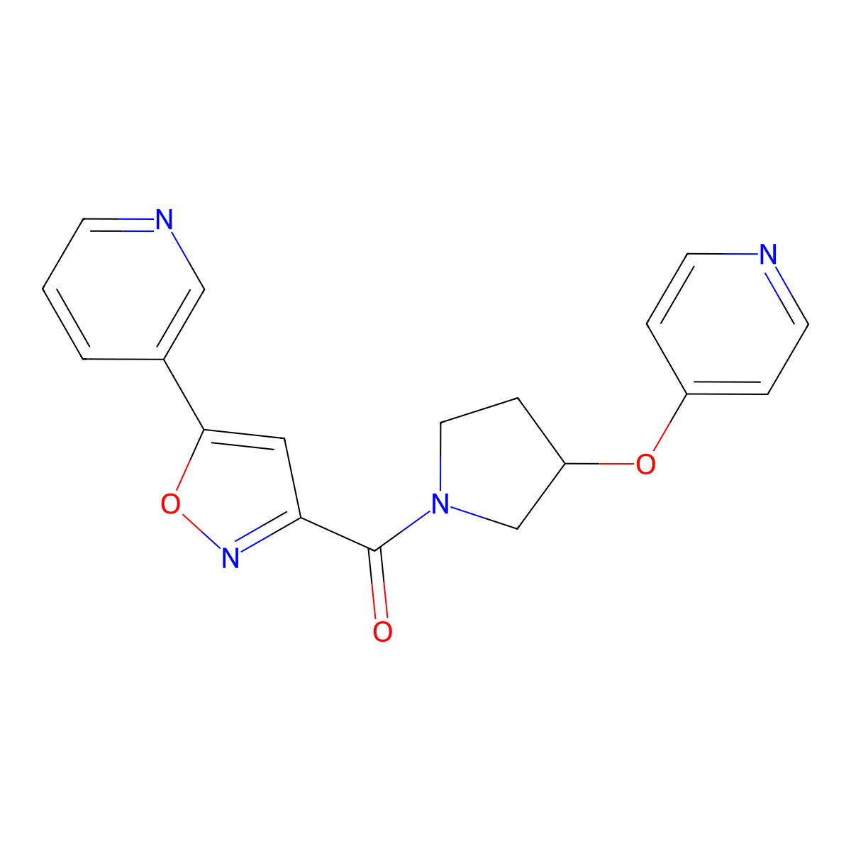 (5-(Pyridin-3-yl)isoxazol-3-yl)(3-(pyridin-4-yloxy)pyrrolidin-1-yl)methanone molecular structure, CAS 2034575-05-6