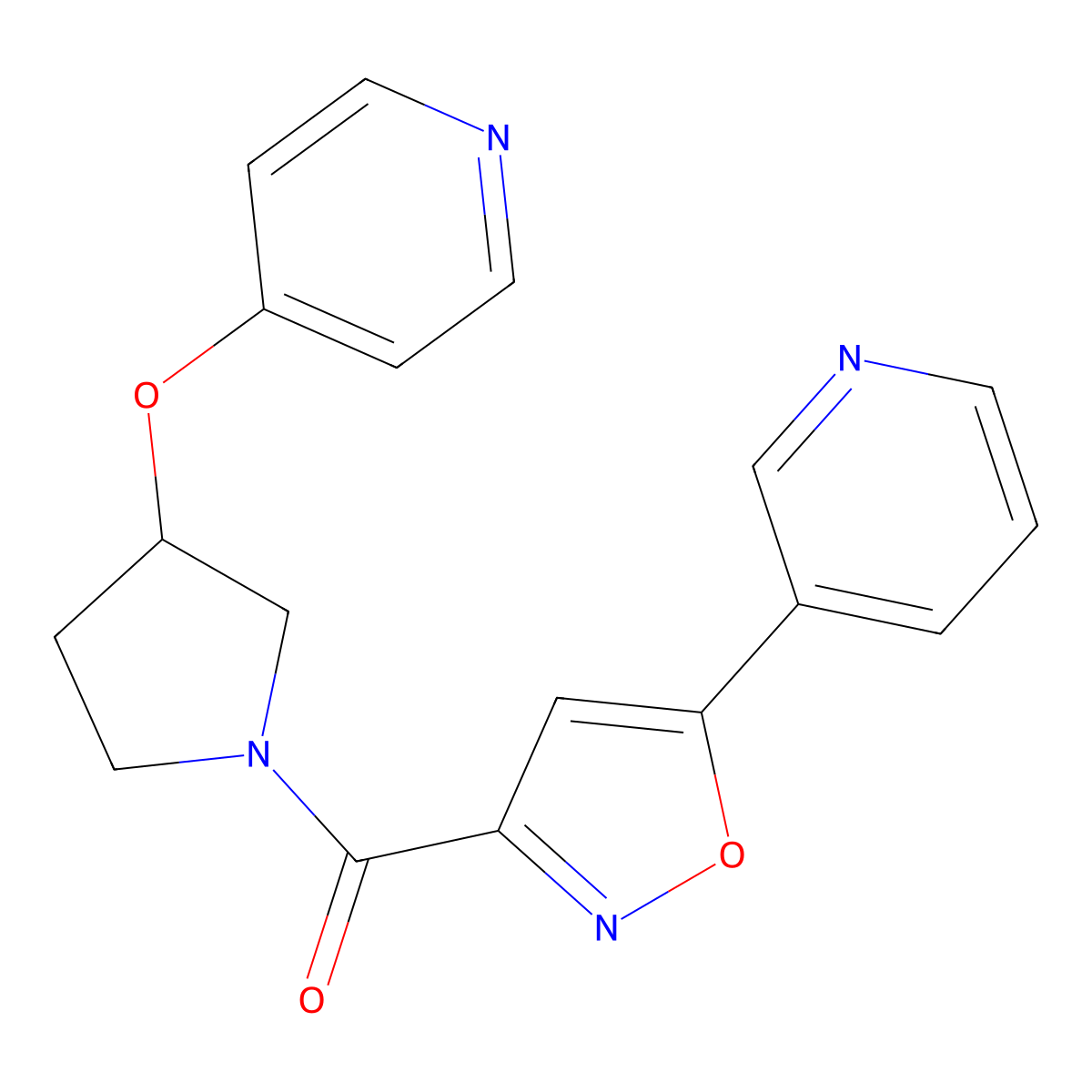 (5-(Pyridin-3-yl)isoxazol-3-yl)(3-(pyridin-4-yloxy)pyrrolidin-1-yl)methanone molecular structure, CAS 2034575-05-6