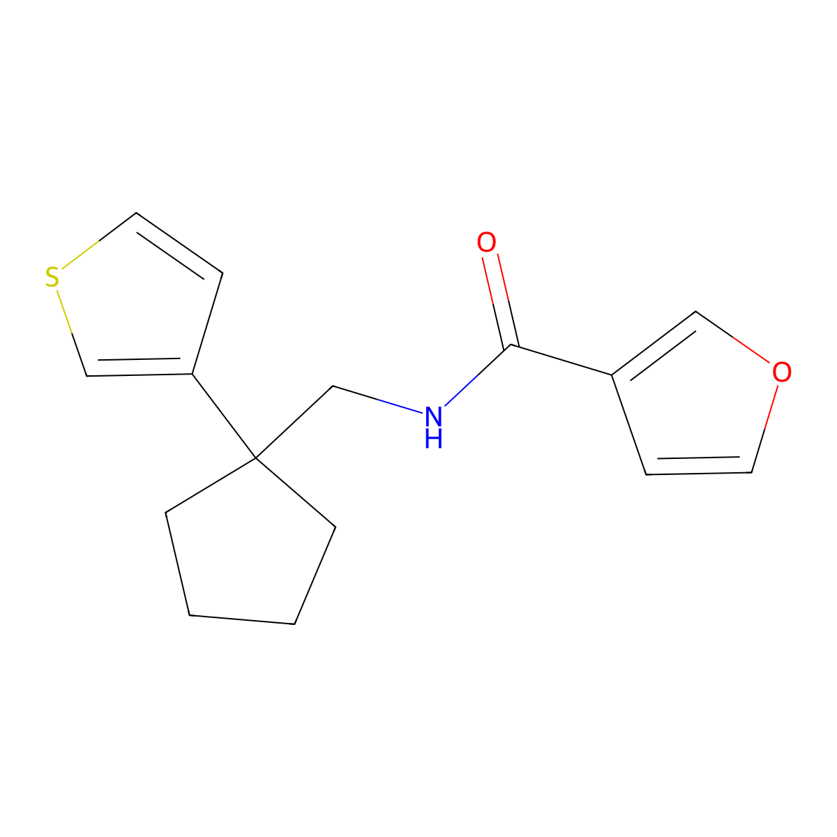 N-((1-(thiophen-3-yl)cyclopentyl)methyl)furan-3-carboxamide molecular structure, CAS 2034575-08-9