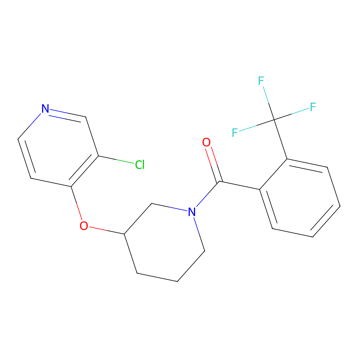 (3-((3-Chloropyridin-4-yl)oxy)piperidin-1-yl)(2-(trifluoromethyl)phenyl)methanone molecular structure, CAS 2034575-10-3