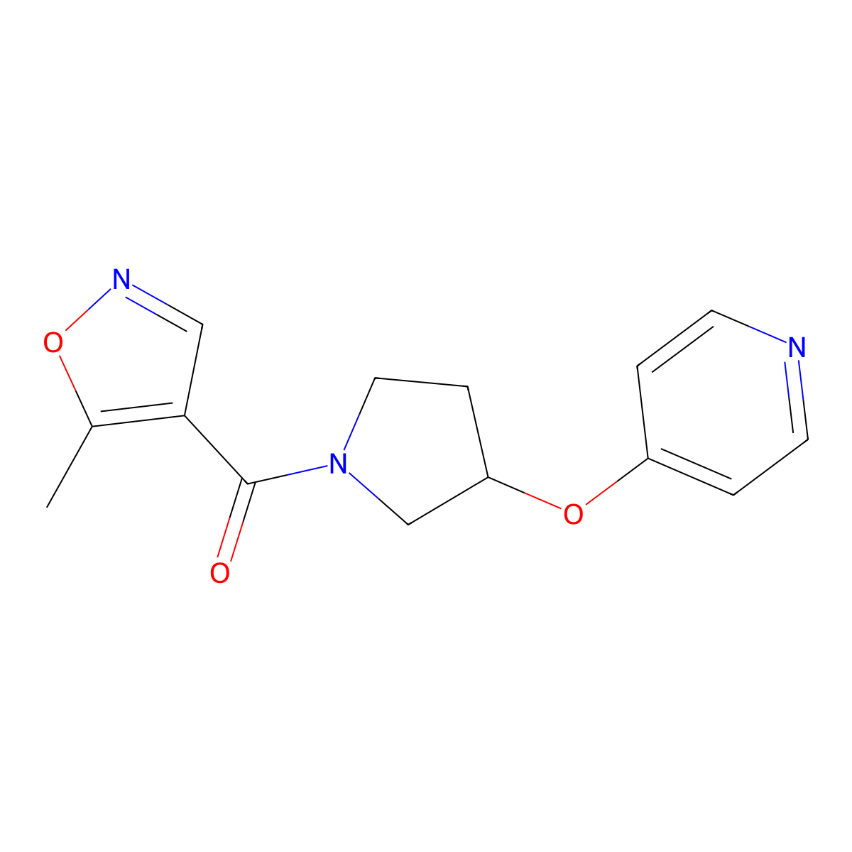(5-Methylisoxazol-4-yl)(3-(pyridin-4-yloxy)pyrrolidin-1-yl)methanone molecular structure, CAS 2034575-14-7