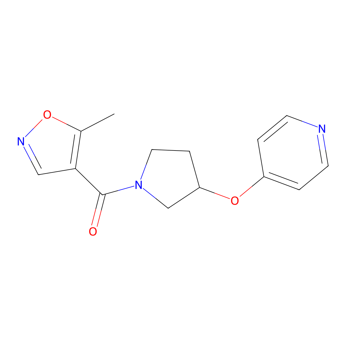 (5-Methylisoxazol-4-yl)(3-(pyridin-4-yloxy)pyrrolidin-1-yl)methanone molecular structure, CAS 2034575-14-7