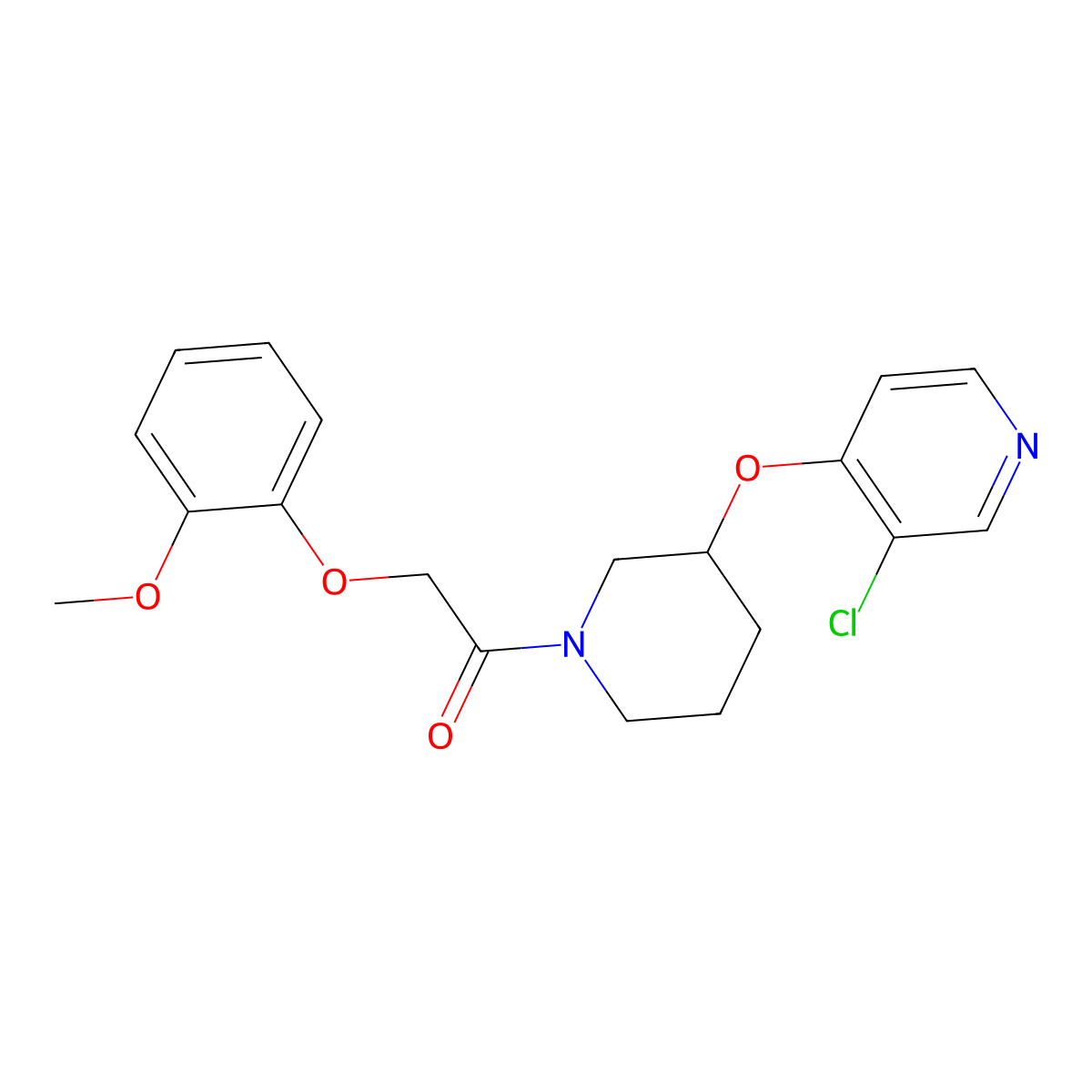 1-(3-((3-Chloropyridin-4-yl)oxy)piperidin-1-yl)-2-(2-methoxyphenoxy)ethanone molecular structure, CAS 2034575-15-8