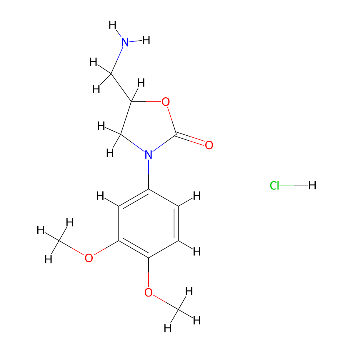 5-(Aminomethyl)-3-(3,4-dimethoxyphenyl)oxazolidin-2-one hydrochloride molecular structure, CAS 2034575-17-0