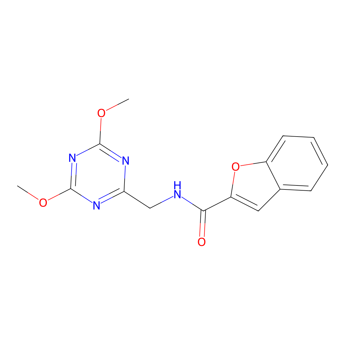 N-((4,6-dimethoxy-1,3,5-triazin-2-yl)methyl)benzofuran-2-carboxamide molecular structure, CAS 2034575-18-1