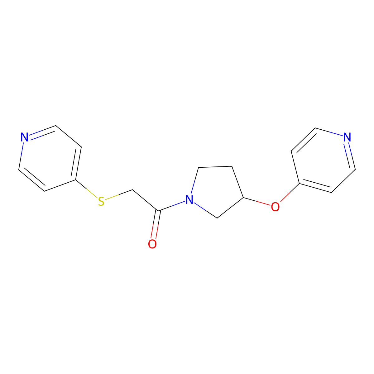 1-(3-(Pyridin-4-yloxy)pyrrolidin-1-yl)-2-(pyridin-4-ylthio)ethanone molecular structure, CAS 2034575-19-2