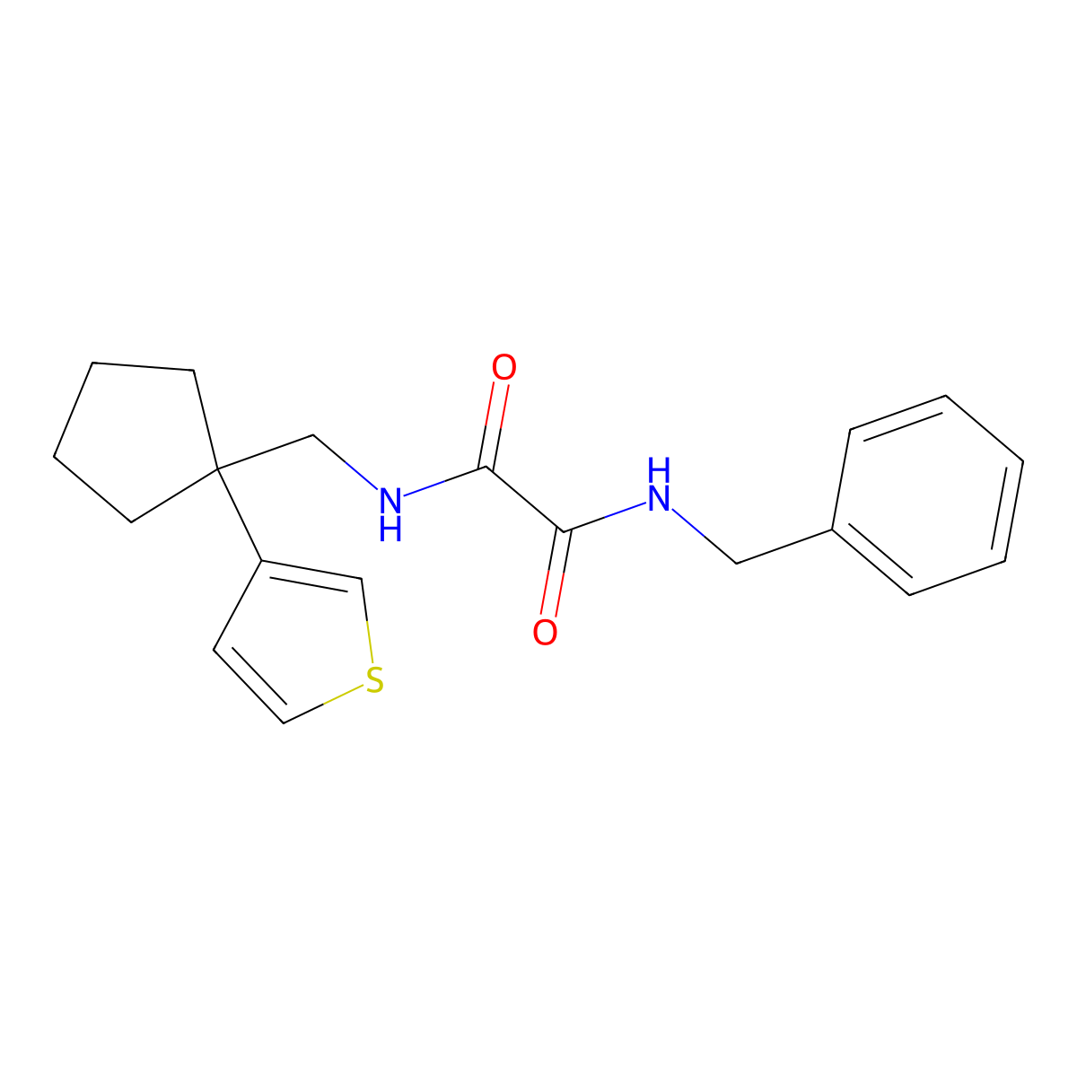 N1-benzyl-N2-((1-(thiophen-3-yl)cyclopentyl)methyl)oxalamide molecular structure, CAS 2034575-20-5