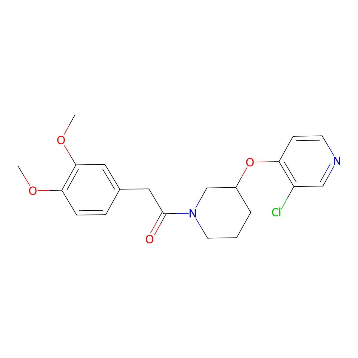 1-(3-((3-Chloropyridin-4-yl)oxy)piperidin-1-yl)-2-(3,4-dimethoxyphenyl)ethanone molecular structure, CAS 2034575-21-6