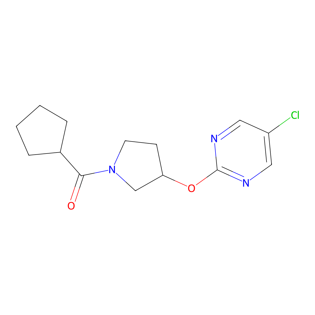 (3-((5-Chloropyrimidin-2-yl)oxy)pyrrolidin-1-yl)(cyclopentyl)methanone molecular structure, CAS 2034575-22-7