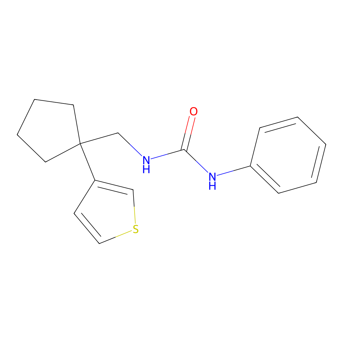 1-Phenyl-3-((1-(thiophen-3-yl)cyclopentyl)methyl)urea molecular structure, CAS 2034575-25-0