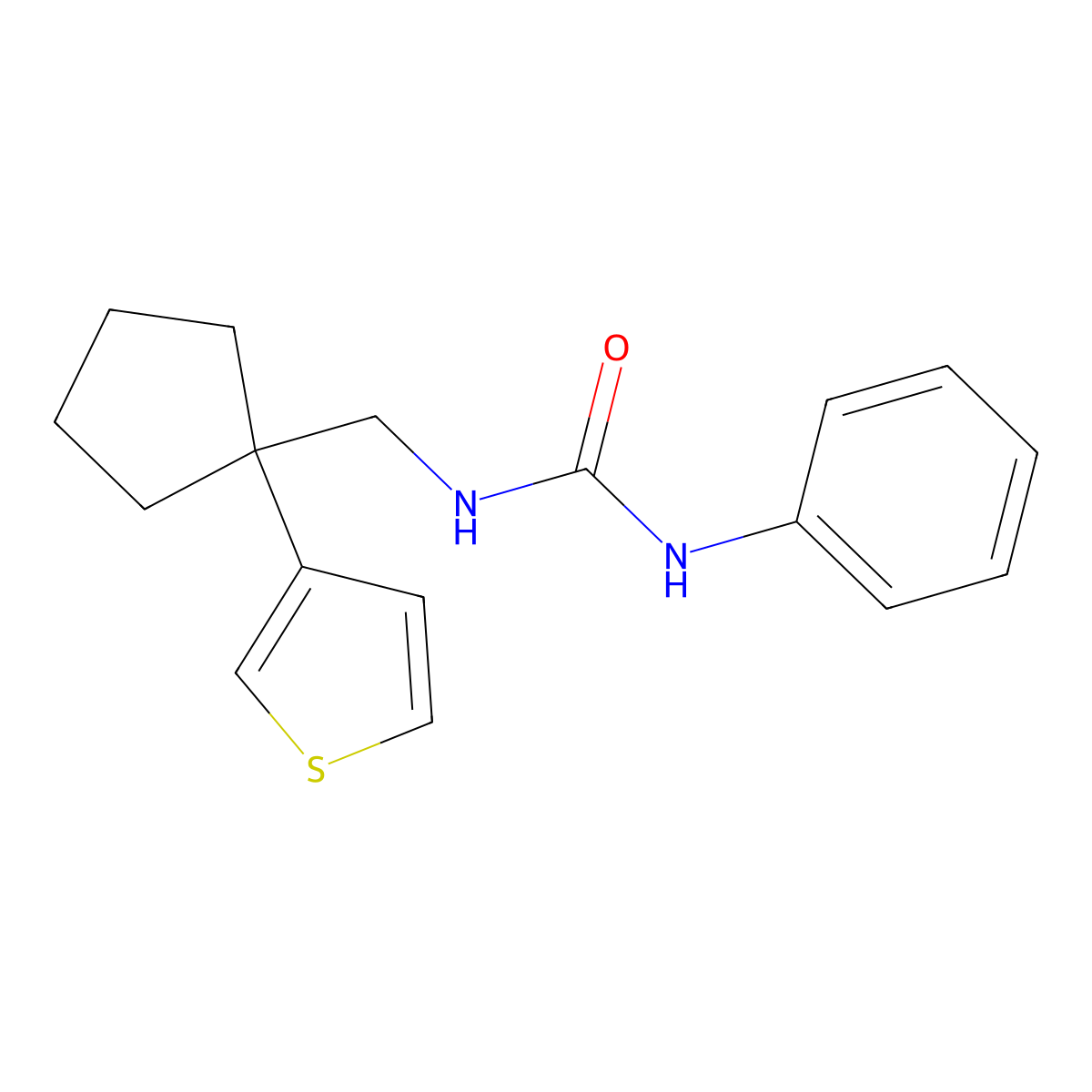 1-Phenyl-3-((1-(thiophen-3-yl)cyclopentyl)methyl)urea molecular structure, CAS 2034575-25-0