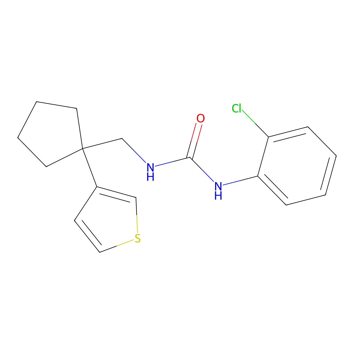 1-(2-Chlorophenyl)-3-{[1-(thiophen-3-yl)cyclopentyl]methyl}urea molecular structure, CAS 2034575-30-7