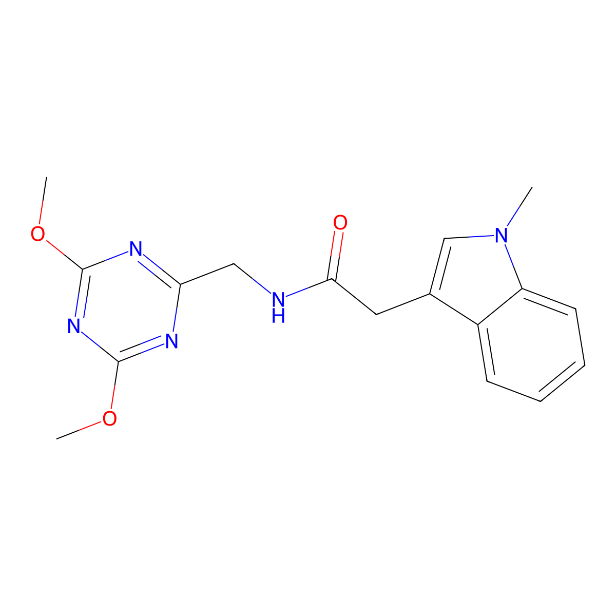 N-[(4,6-dimethoxy-1,3,5-triazin-2-yl)methyl]-2-(1-methyl-1H-indol-3-yl)acetamide molecular structure, CAS 2034575-31-8