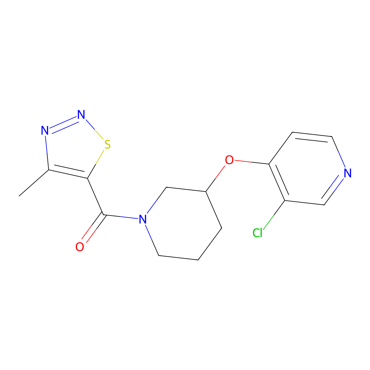 (3-((3-Chloropyridin-4-yl)oxy)piperidin-1-yl)(4-methyl-1,2,3-thiadiazol-5-yl)methanone molecular structure, CAS 2034575-33-0