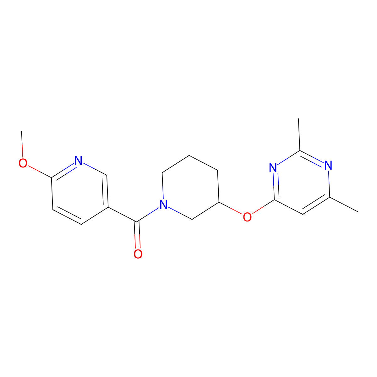 (3-((2,6-Dimethylpyrimidin-4-yl)oxy)piperidin-1-yl)(6-methoxypyridin-3-yl)methanone molecular structure, CAS 2034575-36-3