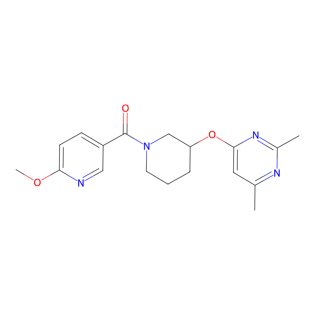 (3-((2,6-Dimethylpyrimidin-4-yl)oxy)piperidin-1-yl)(6-methoxypyridin-3-yl)methanone molecular structure, CAS 2034575-36-3
