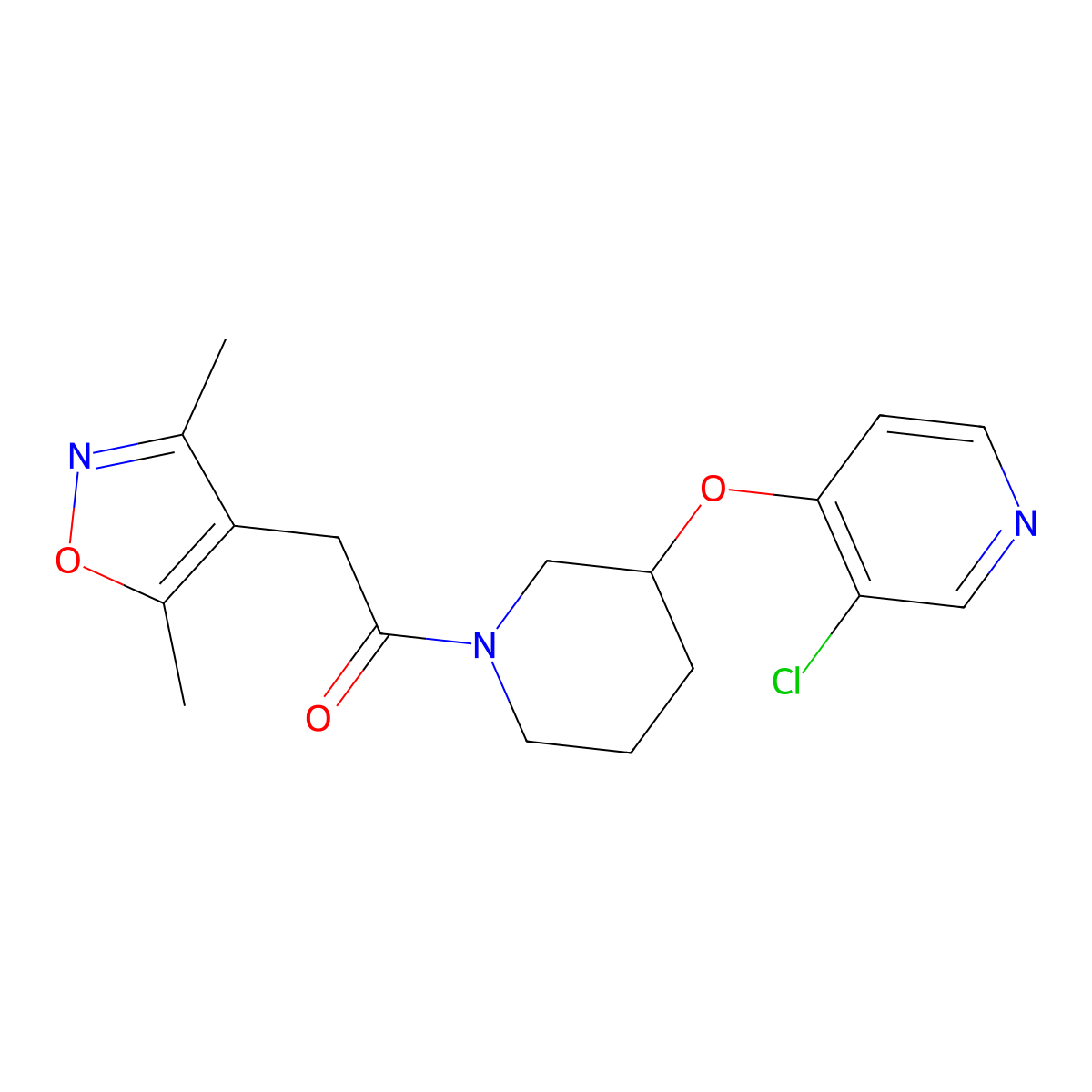 1-(3-((3-Chloropyridin-4-yl)oxy)piperidin-1-yl)-2-(3,5-dimethylisoxazol-4-yl)ethanone molecular structure, CAS 2034575-41-0