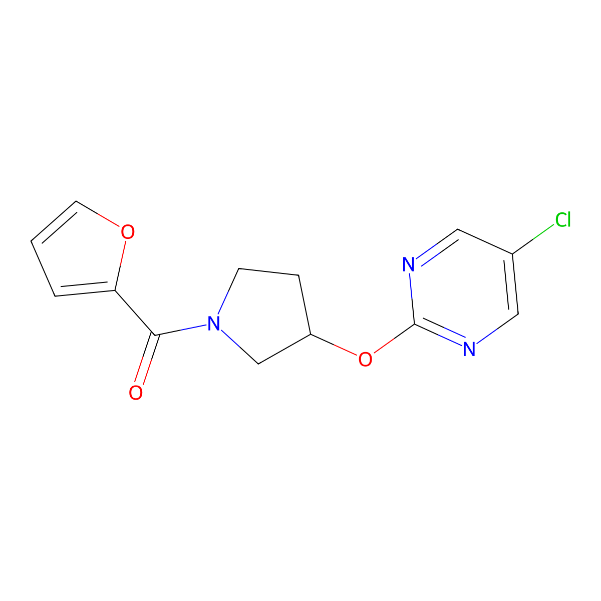 (3-((5-Chloropyrimidin-2-yl)oxy)pyrrolidin-1-yl)(furan-2-yl)methanone molecular structure, CAS 2034575-43-2