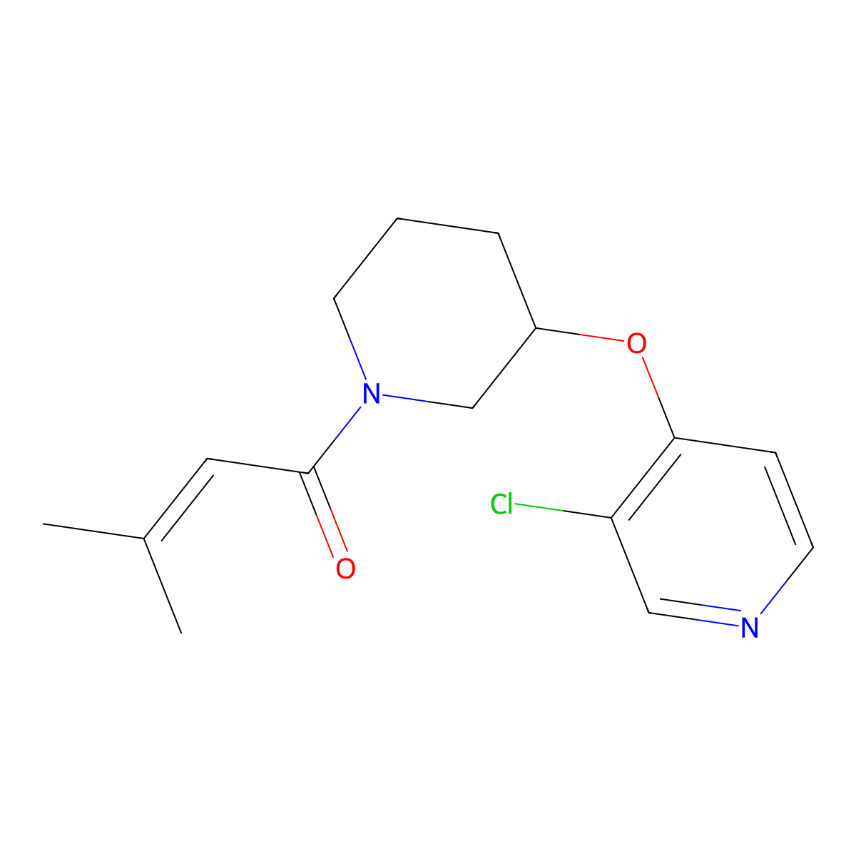 1-(3-((3-Chloropyridin-4-yl)oxy)piperidin-1-yl)-3-methylbut-2-en-1-one molecular structure, CAS 2034575-48-7