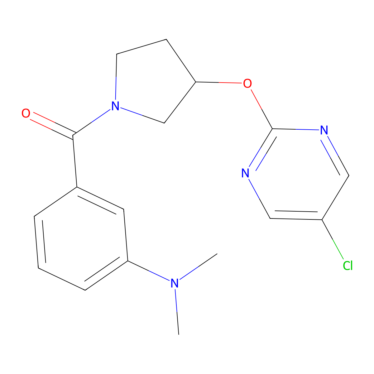 3-{3-[(5-chloropyrimidin-2-yl)oxy]pyrrolidine-1-carbonyl}-N,N-dimethylaniline molecular structure, CAS 2034575-51-2