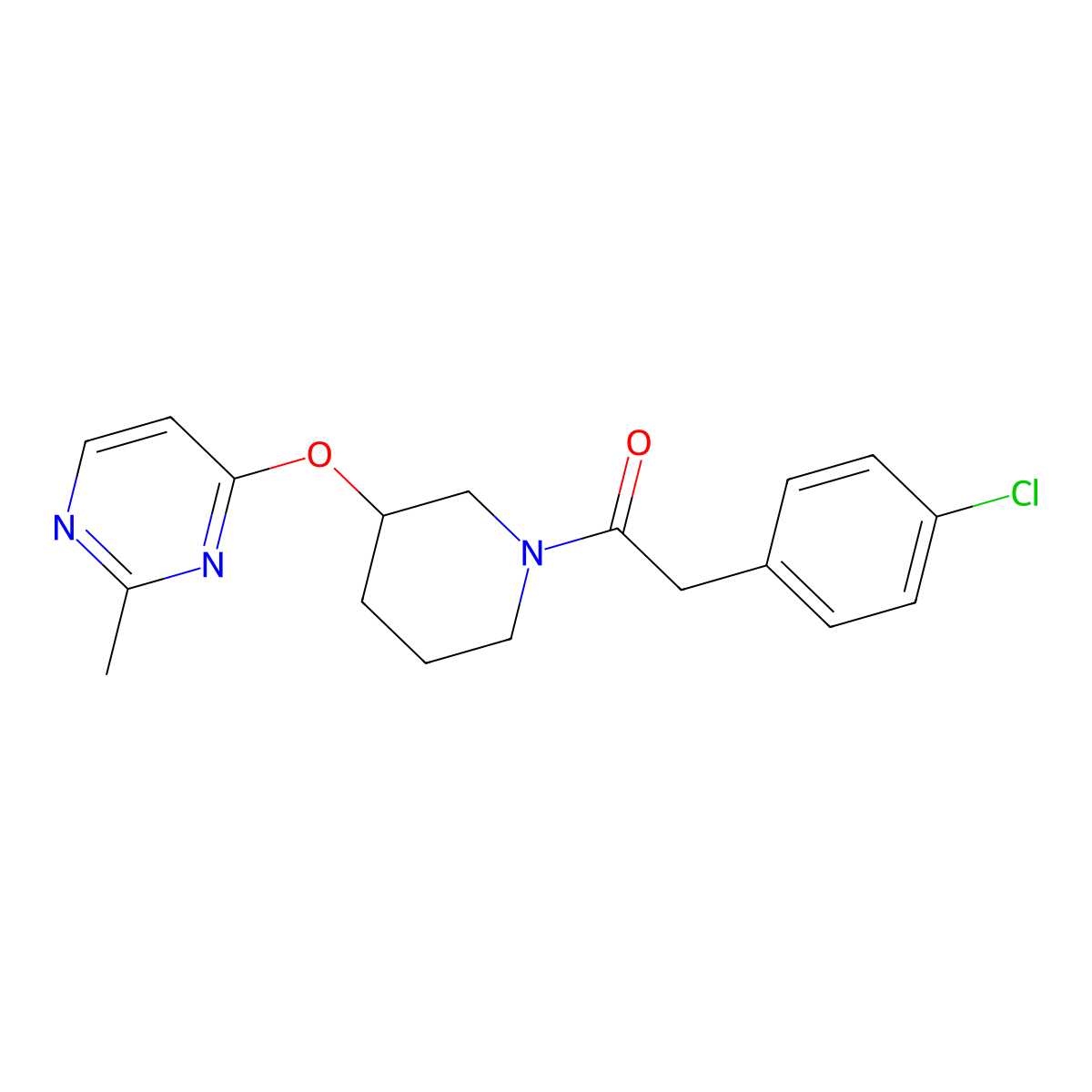 2-(4-Chlorophenyl)-1-(3-((2-methylpyrimidin-4-yl)oxy)piperidin-1-yl)ethanone molecular structure, CAS 2034575-52-3