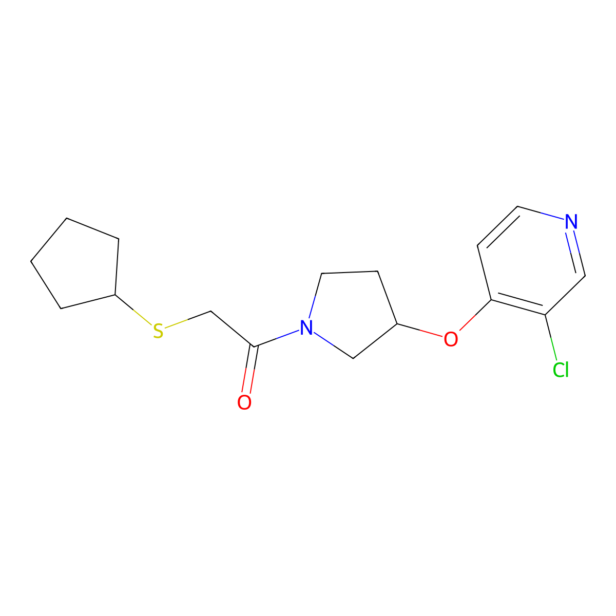 1-(3-((3-Chloropyridin-4-yl)oxy)pyrrolidin-1-yl)-2-(cyclopentylthio)ethanone molecular structure, CAS 2034575-59-0