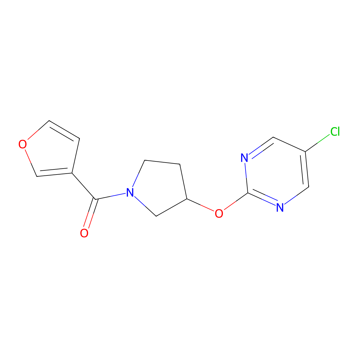 (3-((5-Chloropyrimidin-2-yl)oxy)pyrrolidin-1-yl)(furan-3-yl)methanone molecular structure, CAS 2034575-60-3