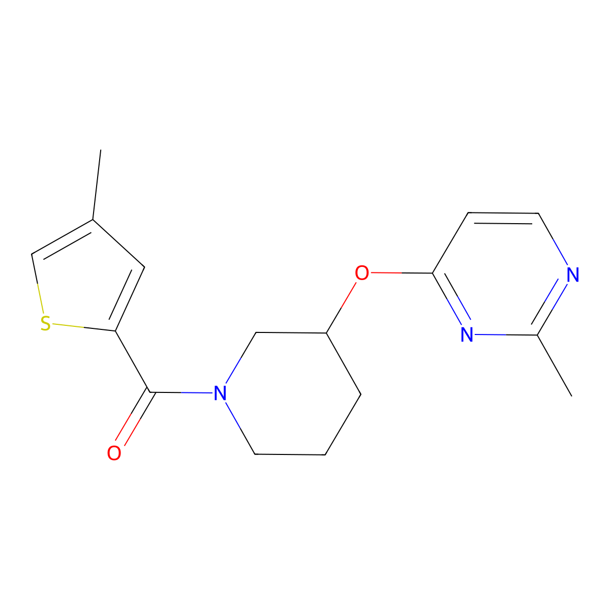 (3-((2-Methylpyrimidin-4-yl)oxy)piperidin-1-yl)(4-methylthiophen-2-yl)methanone molecular structure, CAS 2034575-62-5