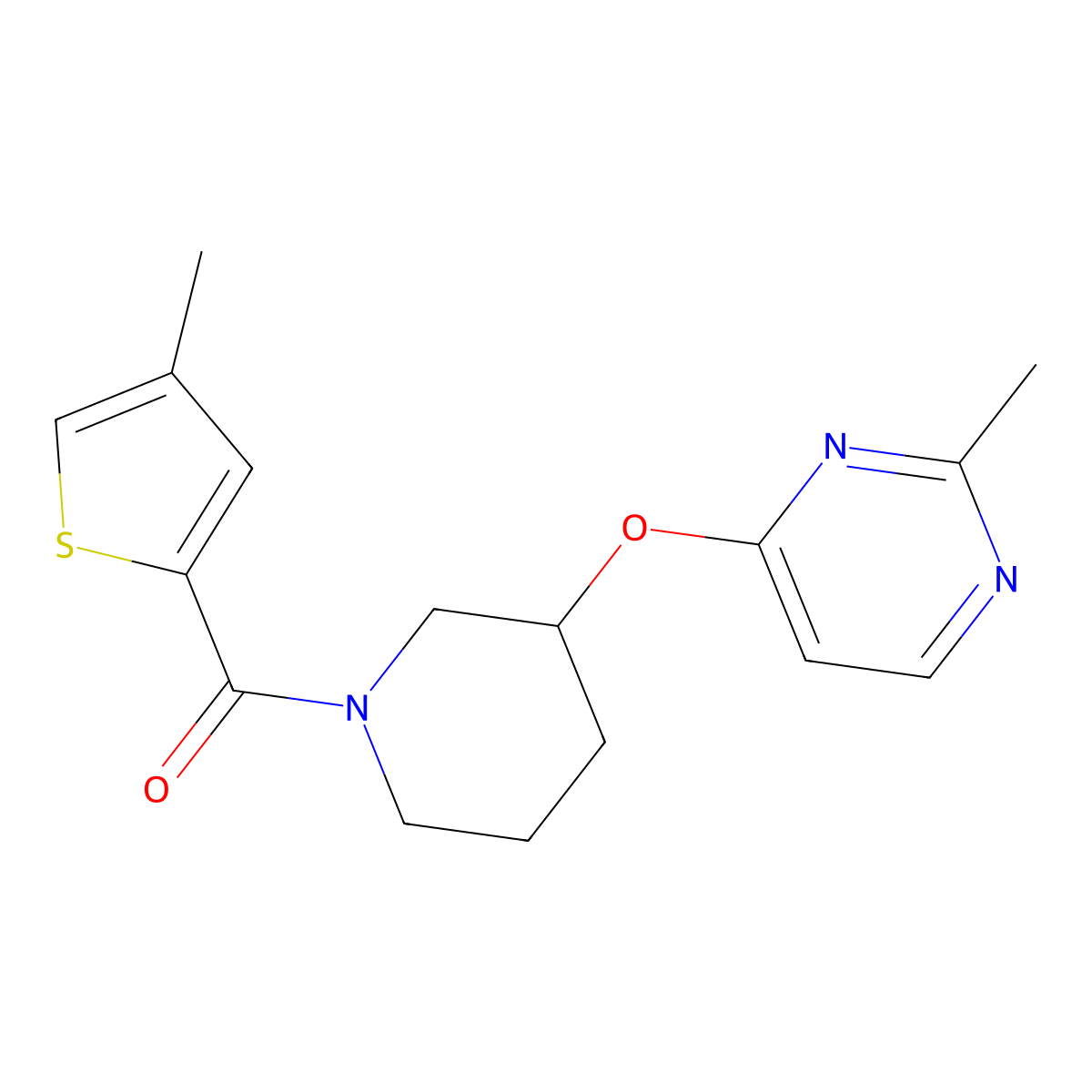 (3-((2-Methylpyrimidin-4-yl)oxy)piperidin-1-yl)(4-methylthiophen-2-yl)methanone molecular structure, CAS 2034575-62-5