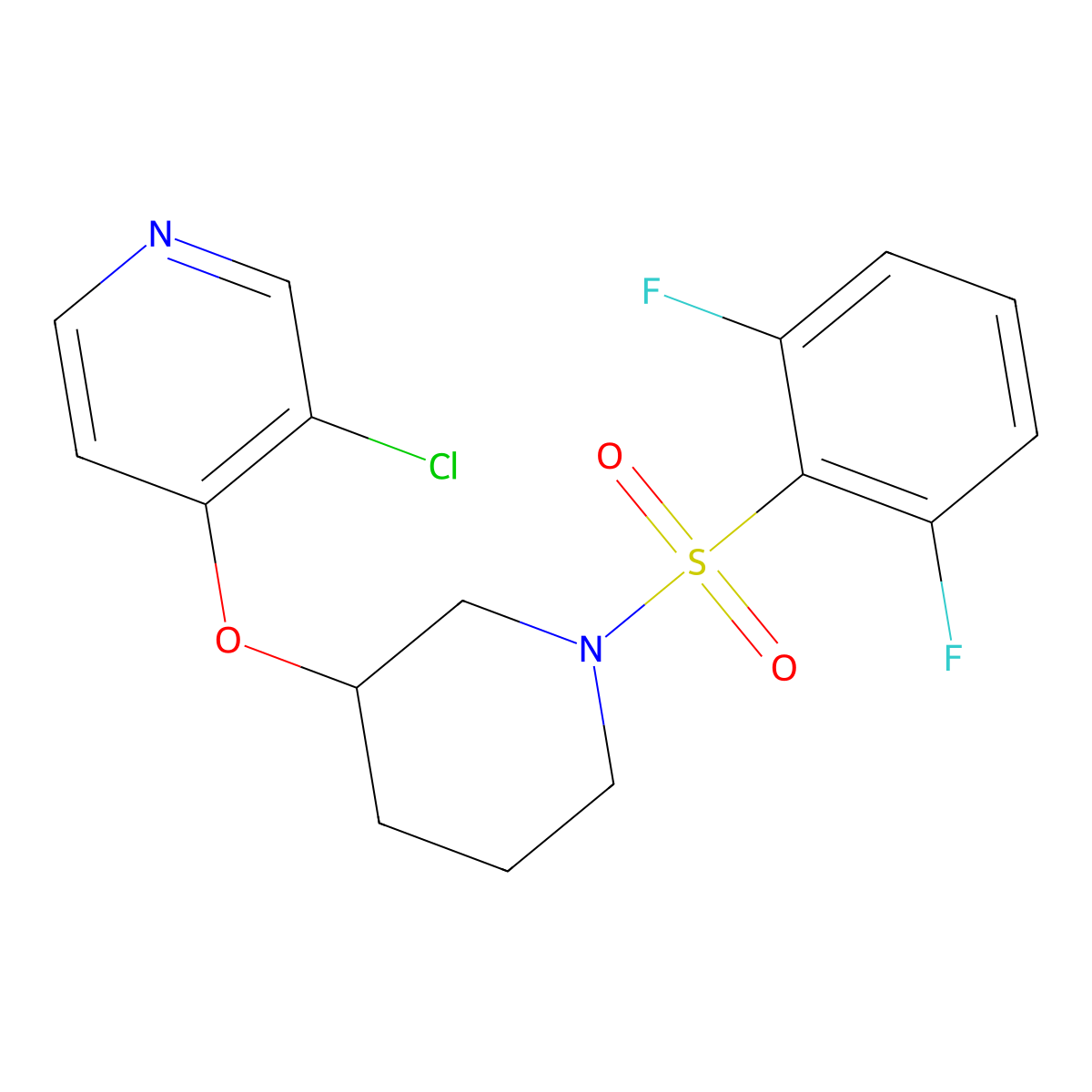 3-Chloro-4-((1-((2,6-difluorophenyl)sulfonyl)piperidin-3-yl)oxy)pyridine molecular structure, CAS 2034575-68-1