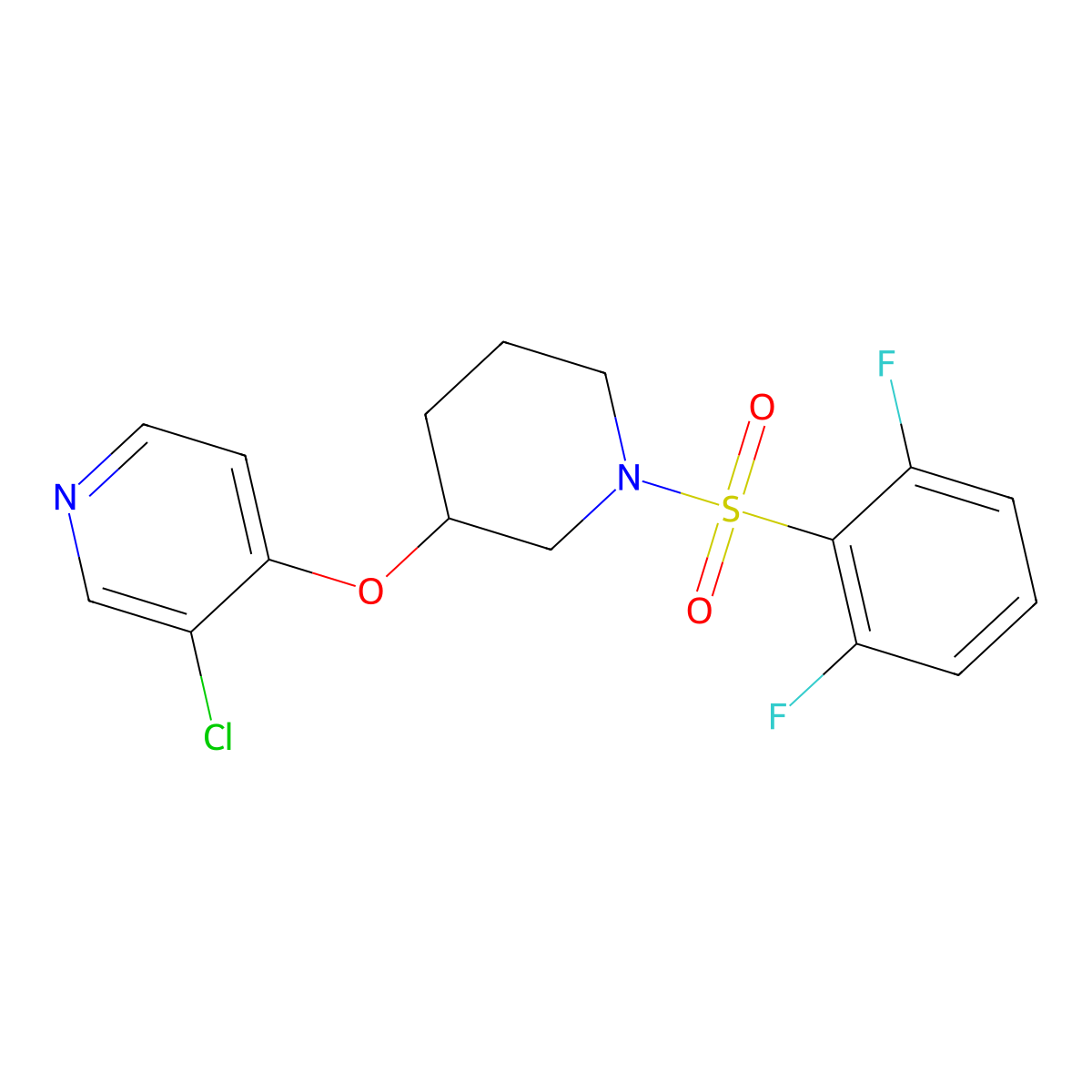 3-Chloro-4-((1-((2,6-difluorophenyl)sulfonyl)piperidin-3-yl)oxy)pyridine molecular structure, CAS 2034575-68-1