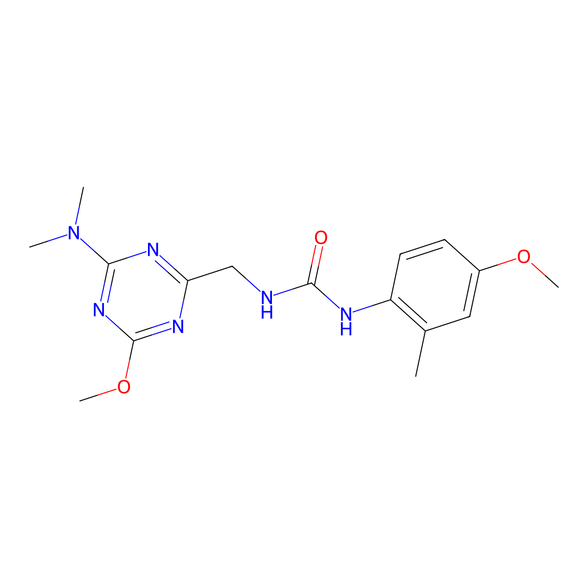 1-((4-(Dimethylamino)-6-methoxy-1,3,5-triazin-2-yl)methyl)-3-(4-methoxy-2-methylphenyl)urea molecular structure, CAS 2034575-73-8