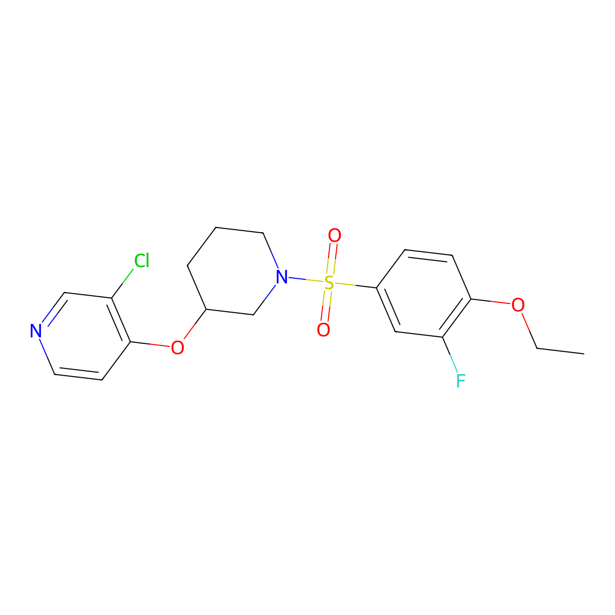 3-Chloro-4-((1-((4-ethoxy-3-fluorophenyl)sulfonyl)piperidin-3-yl)oxy)pyridine molecular structure, CAS 2034575-74-9