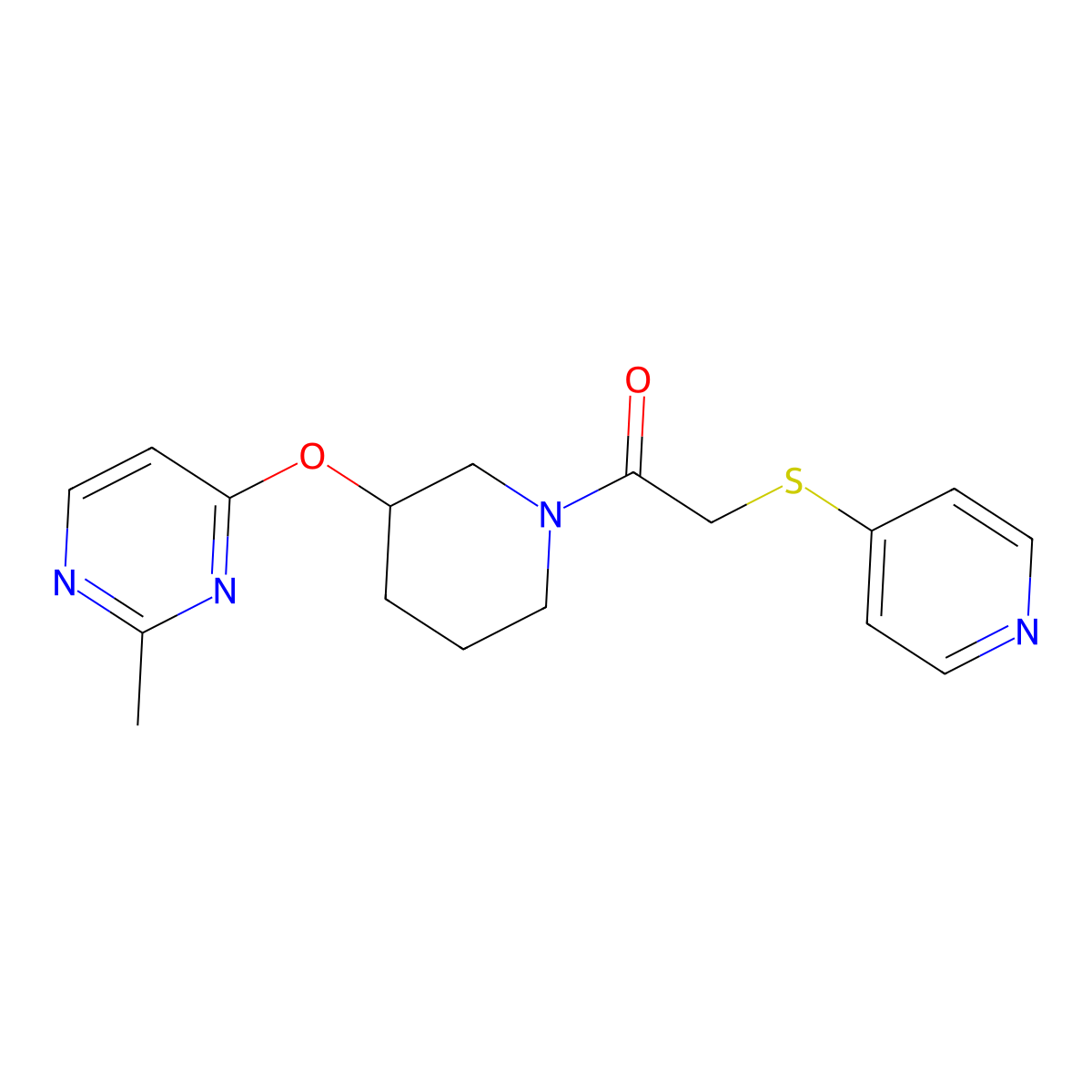 1-(3-((2-Methylpyrimidin-4-yl)oxy)piperidin-1-yl)-2-(pyridin-4-ylthio)ethanone molecular structure, CAS 2034575-75-0