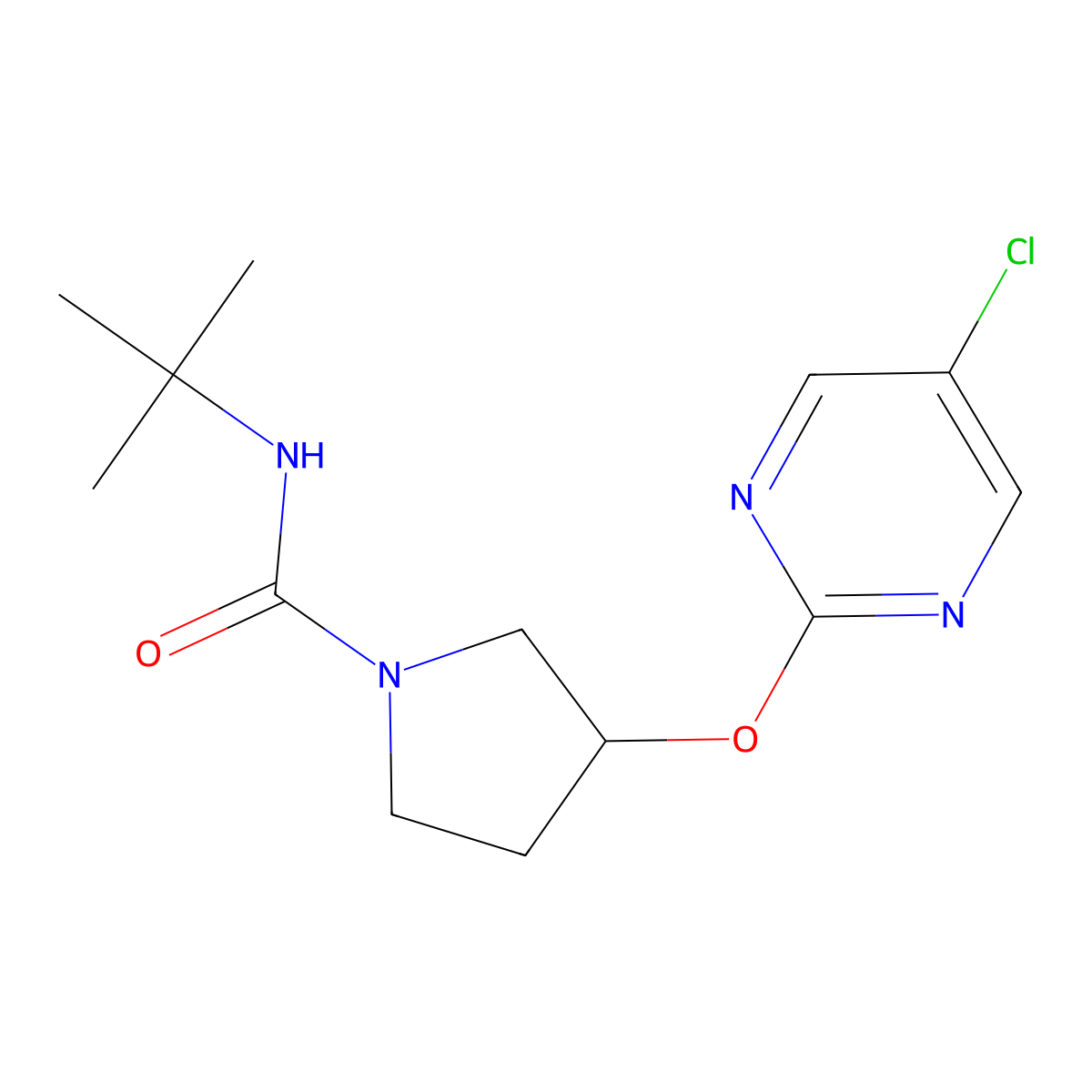 N-(tert-butyl)-3-((5-chloropyrimidin-2-yl)oxy)pyrrolidine-1-carboxamide molecular structure, CAS 2034575-76-1