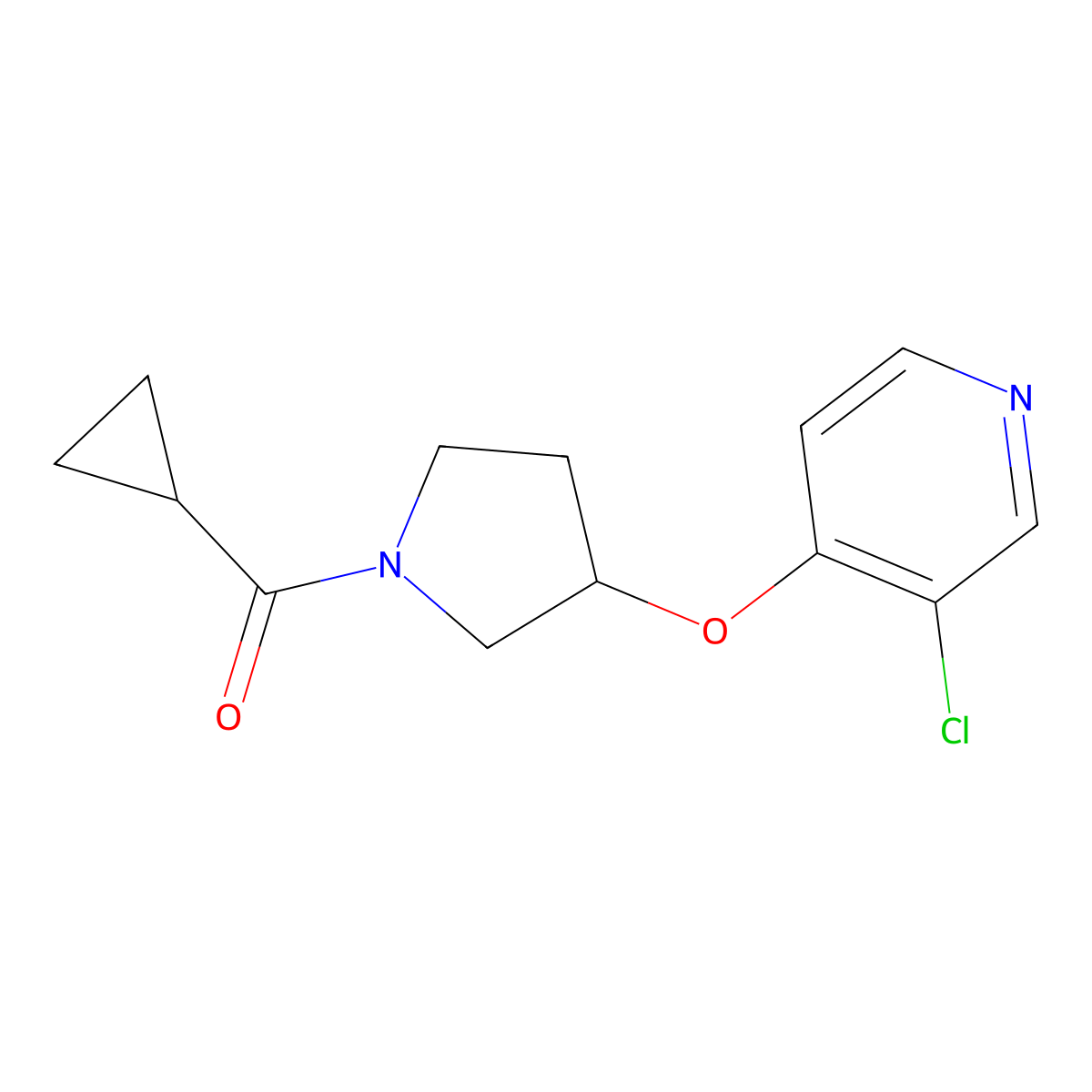 (3-((3-Chloropyridin-4-yl)oxy)pyrrolidin-1-yl)(cyclopropyl)methanone molecular structure, CAS 2034575-81-8